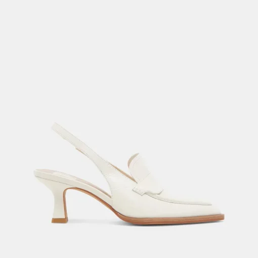 ADELE HEELS WHITE CRINKLE PATENT LEATHER