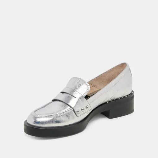 ALIANE LOAFERS SILVER DISTRESSED LEATHER