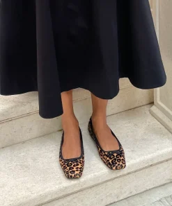ANISA BALLET FLATS DK LEOPARD CALF HAIR