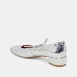 ARDIEN HEELS SILVER CRINKLE PATENT