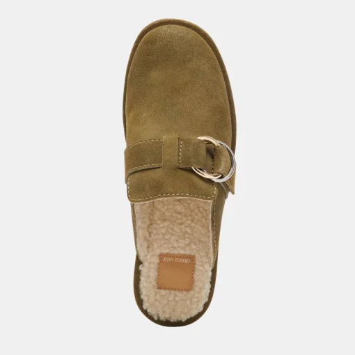 ASTOR PLUSH FLATS OLIVE SUEDE
