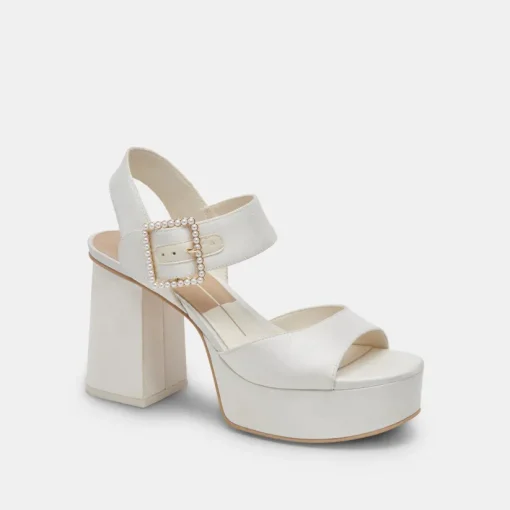 BOBBY PEARL HEELS WHITE PEARLS