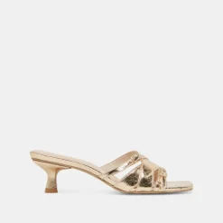 BRYANT HEELS GOLD DISTRESSED LEATHER