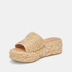 CHAVI WIDE SANDALS LT NATURAL RAFFIA