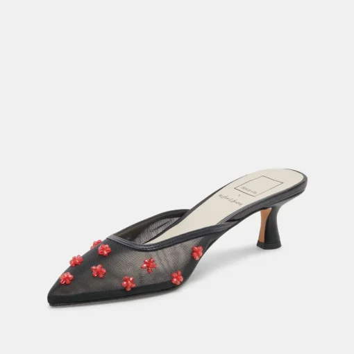 CLAIRE HEELS BLACK RED MESH