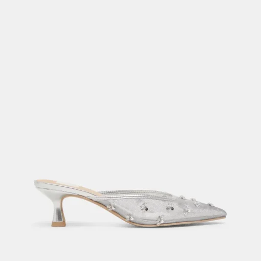 CLARA HEELS SILVER MESH