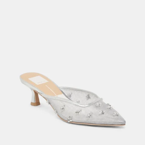 CLARA HEELS SILVER MESH