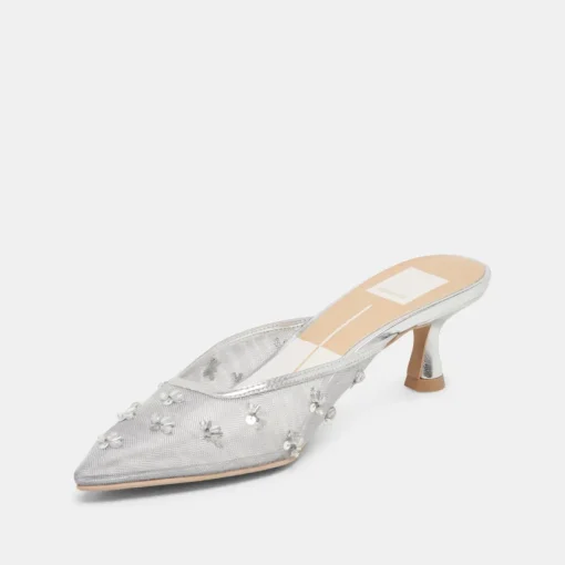 CLARA HEELS SILVER MESH