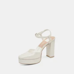 CLAUD HEELS WHITE SATIN
