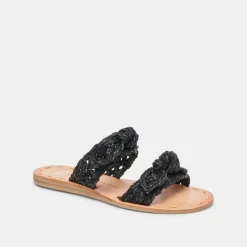 DINAH WIDE SANDALS ONYX RAFFIA