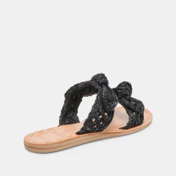 DINAH WIDE SANDALS ONYX RAFFIA