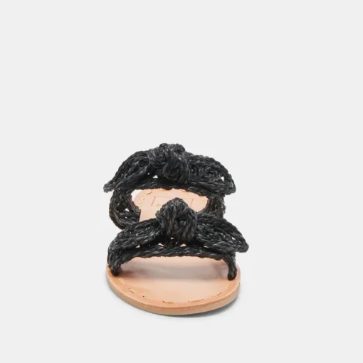 DINAH WIDE SANDALS ONYX RAFFIA