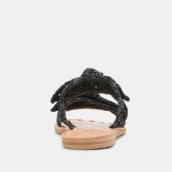 DINAH WIDE SANDALS ONYX RAFFIA