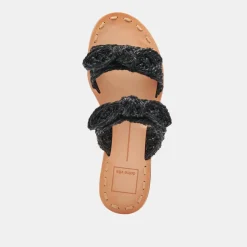 DINAH WIDE SANDALS ONYX RAFFIA
