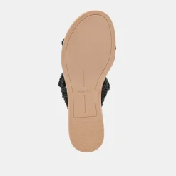 DINAH WIDE SANDALS ONYX RAFFIA