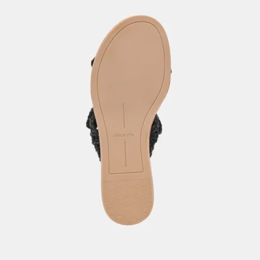 DINAH WIDE SANDALS ONYX RAFFIA