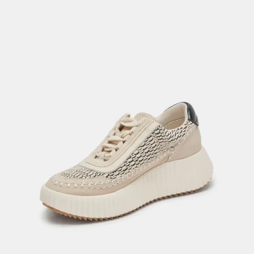 DOLEN SNEAKERS BLACK NATURAL RAFFIA