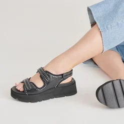 DUBAI SANDALS MIDNIGHT CRINKLE PATENT