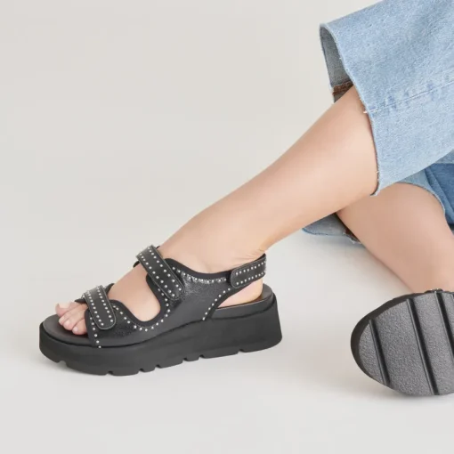 DUBAI SANDALS MIDNIGHT CRINKLE PATENT