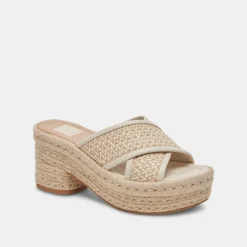 ELDORA HEELS NATURAL WHITE RAFFIA