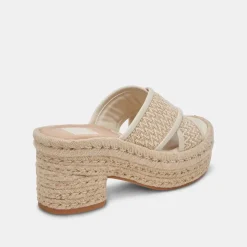 ELDORA HEELS NATURAL WHITE RAFFIA