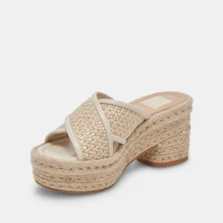 ELDORA HEELS NATURAL WHITE RAFFIA