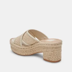 ELDORA HEELS NATURAL WHITE RAFFIA