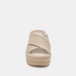 ELDORA HEELS NATURAL WHITE RAFFIA