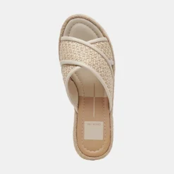 ELDORA HEELS NATURAL WHITE RAFFIA