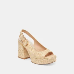FLORES HEELS NATURAL RAFFIA