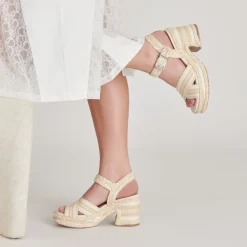 GRAYCE HEELS NATURAL MULTI WOVEN