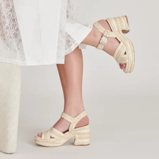 GRAYCE HEELS NATURAL MULTI WOVEN