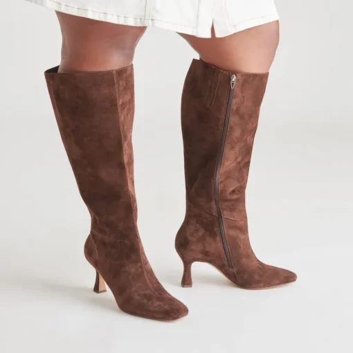 GYRA EXTRA WIDE CALF BOOTS DK BROWN SUEDE