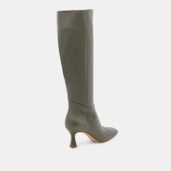 GYRA WIDE CALF BOOTS DARK OLIVE LEATHER