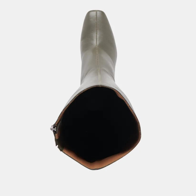 GYRA WIDE CALF BOOTS DARK OLIVE LEATHER