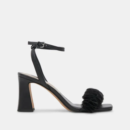 IESHA HEELS BLACK LEATHER