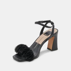 IESHA HEELS BLACK LEATHER