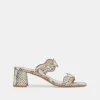 ILVA MID HEELS GREY WHITE EMBOSSED LEATHER