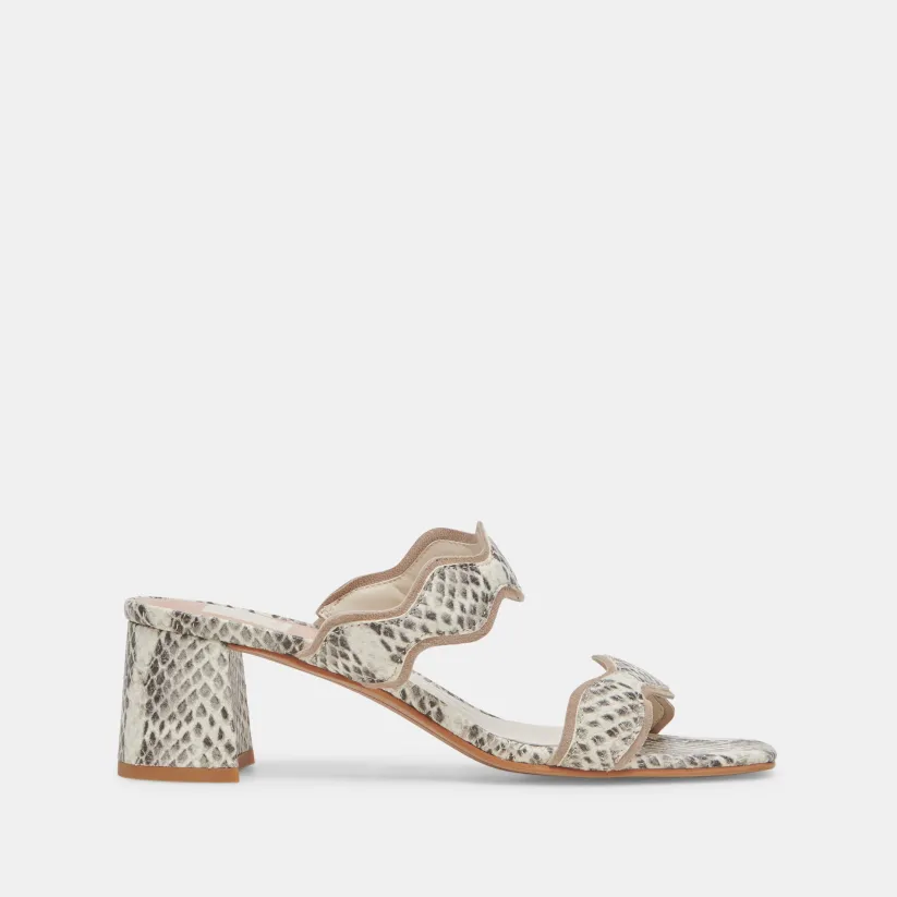 ILVA MID HEELS GREY WHITE EMBOSSED LEATHER