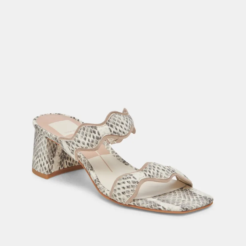 ILVA MID HEELS GREY WHITE EMBOSSED LEATHER