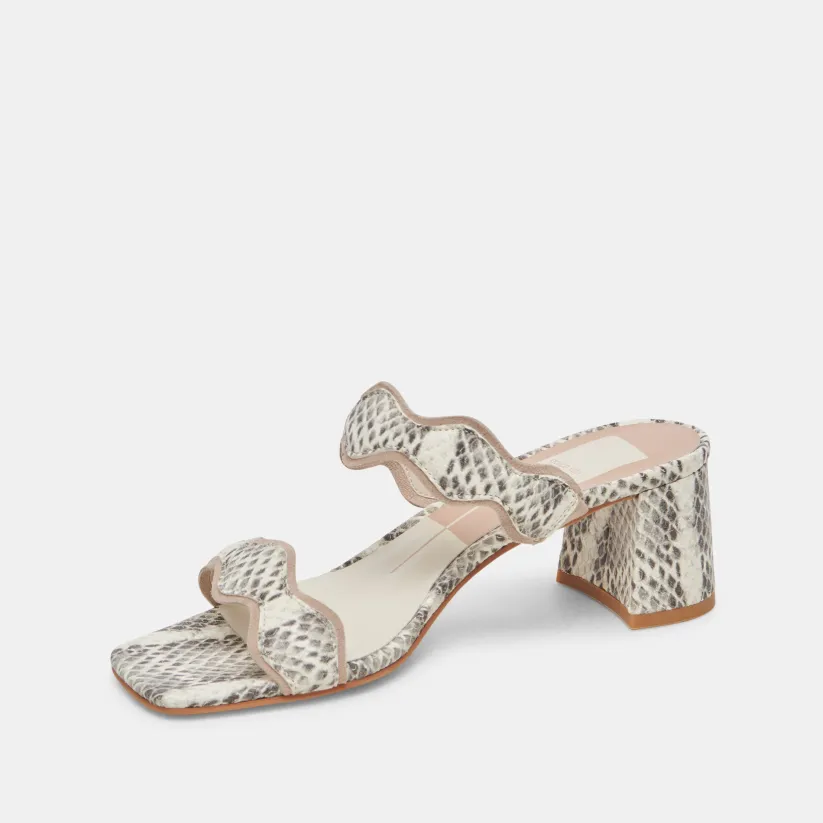 ILVA MID HEELS GREY WHITE EMBOSSED LEATHER