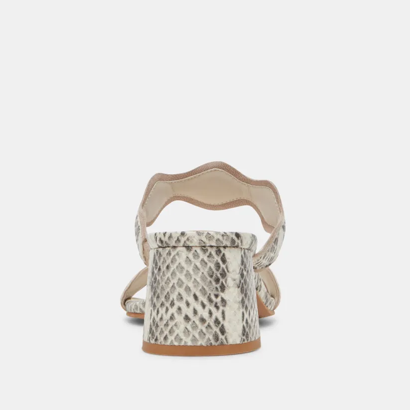 ILVA MID HEELS GREY WHITE EMBOSSED LEATHER