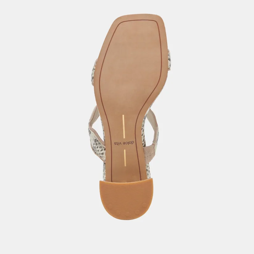 ILVA MID HEELS GREY WHITE EMBOSSED LEATHER