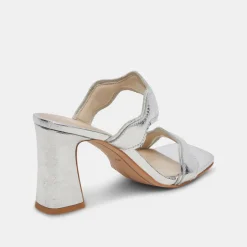 ILVA WIDE HEELS SILVER DISTRESSED LEATHER