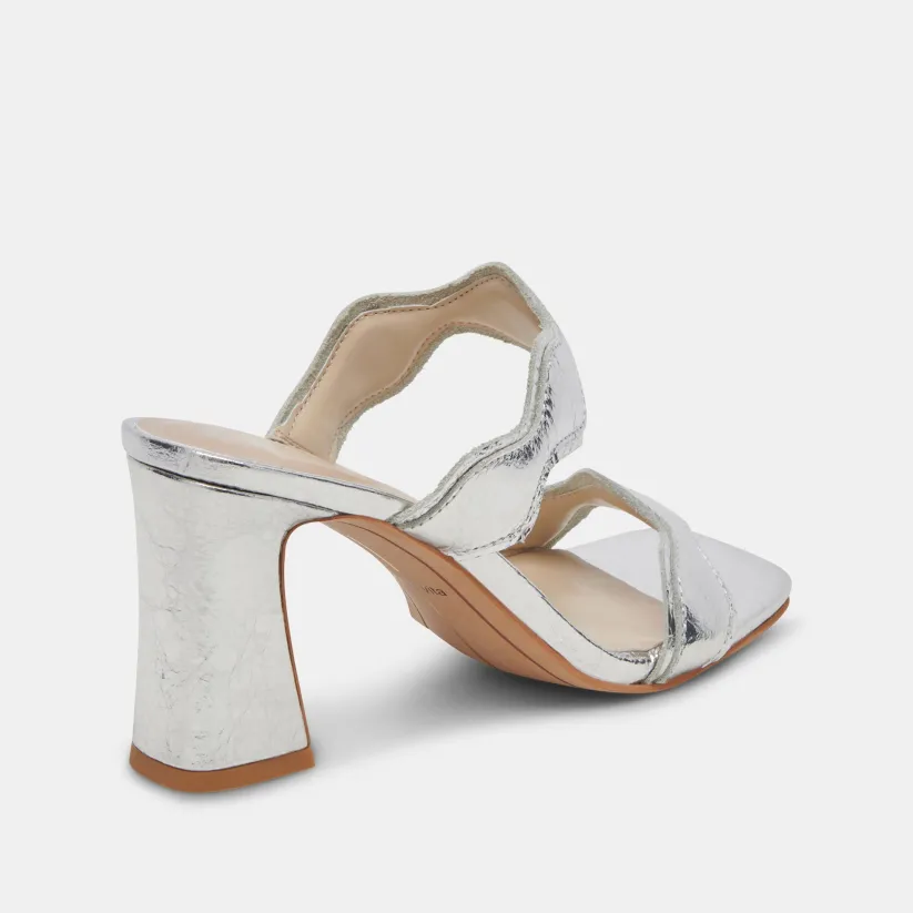 ILVA WIDE HEELS SILVER DISTRESSED LEATHER