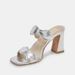 ILVA WIDE HEELS SILVER DISTRESSED LEATHER