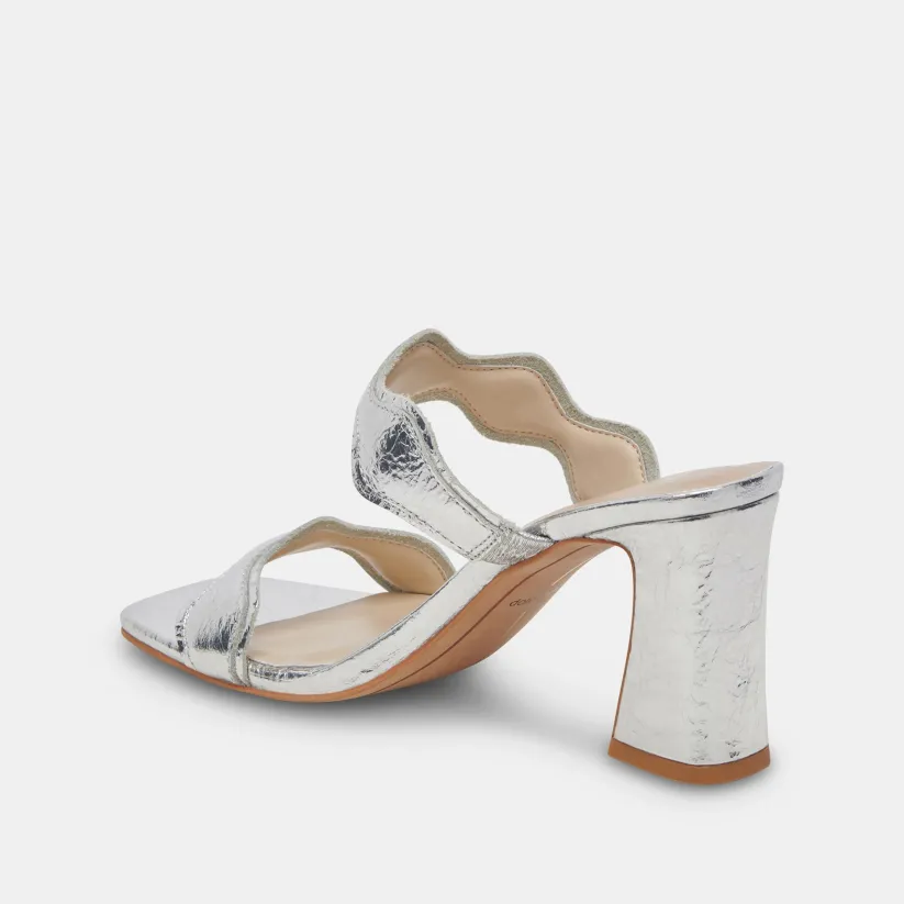 ILVA WIDE HEELS SILVER DISTRESSED LEATHER