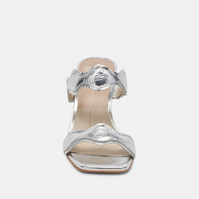 ILVA WIDE HEELS SILVER DISTRESSED LEATHER