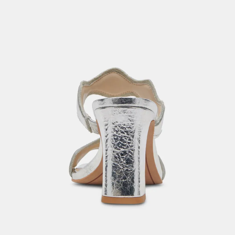 ILVA WIDE HEELS SILVER DISTRESSED LEATHER