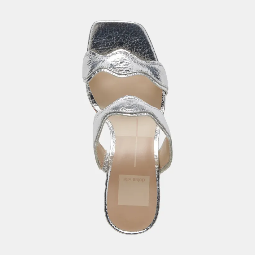 ILVA WIDE HEELS SILVER DISTRESSED LEATHER